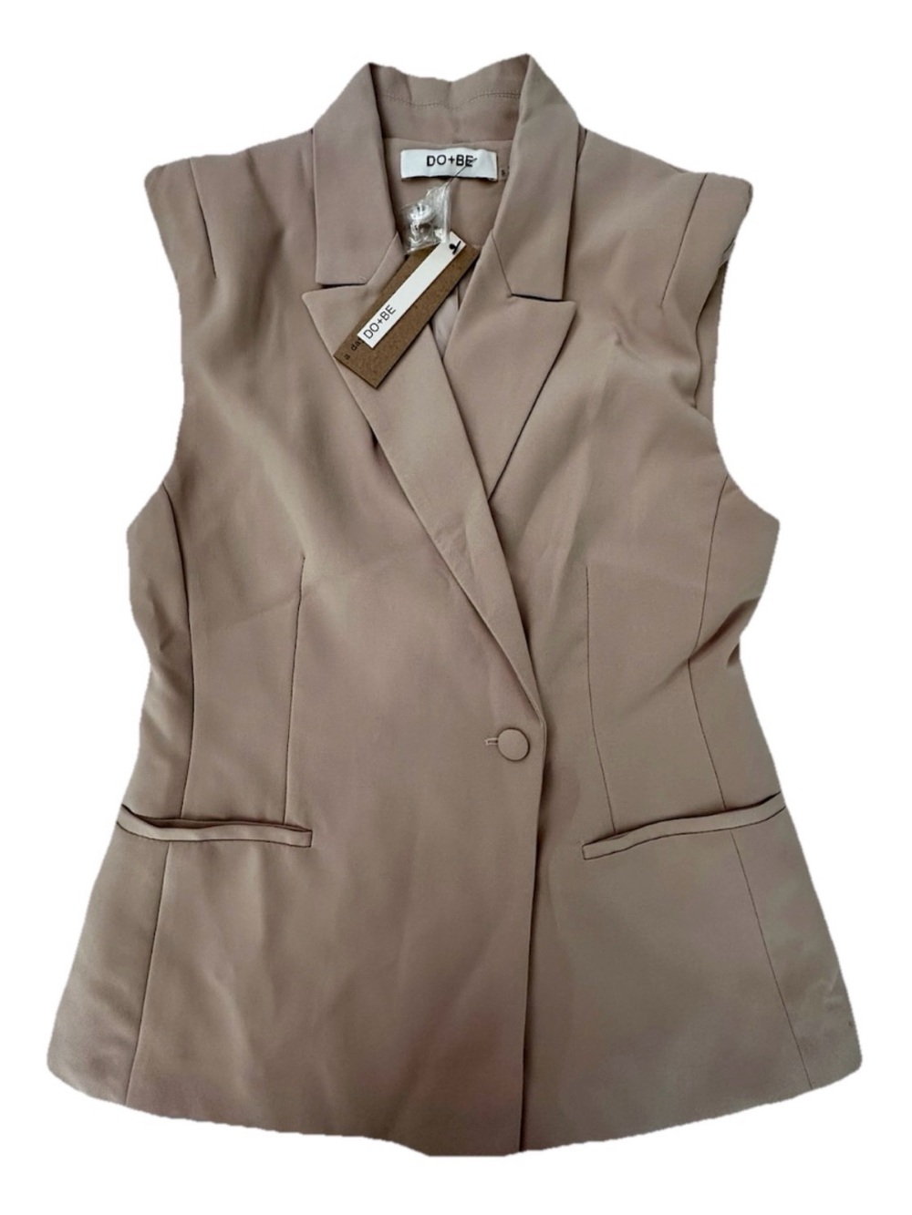 DO+BE Taupe Sleeveless Blazer Vest